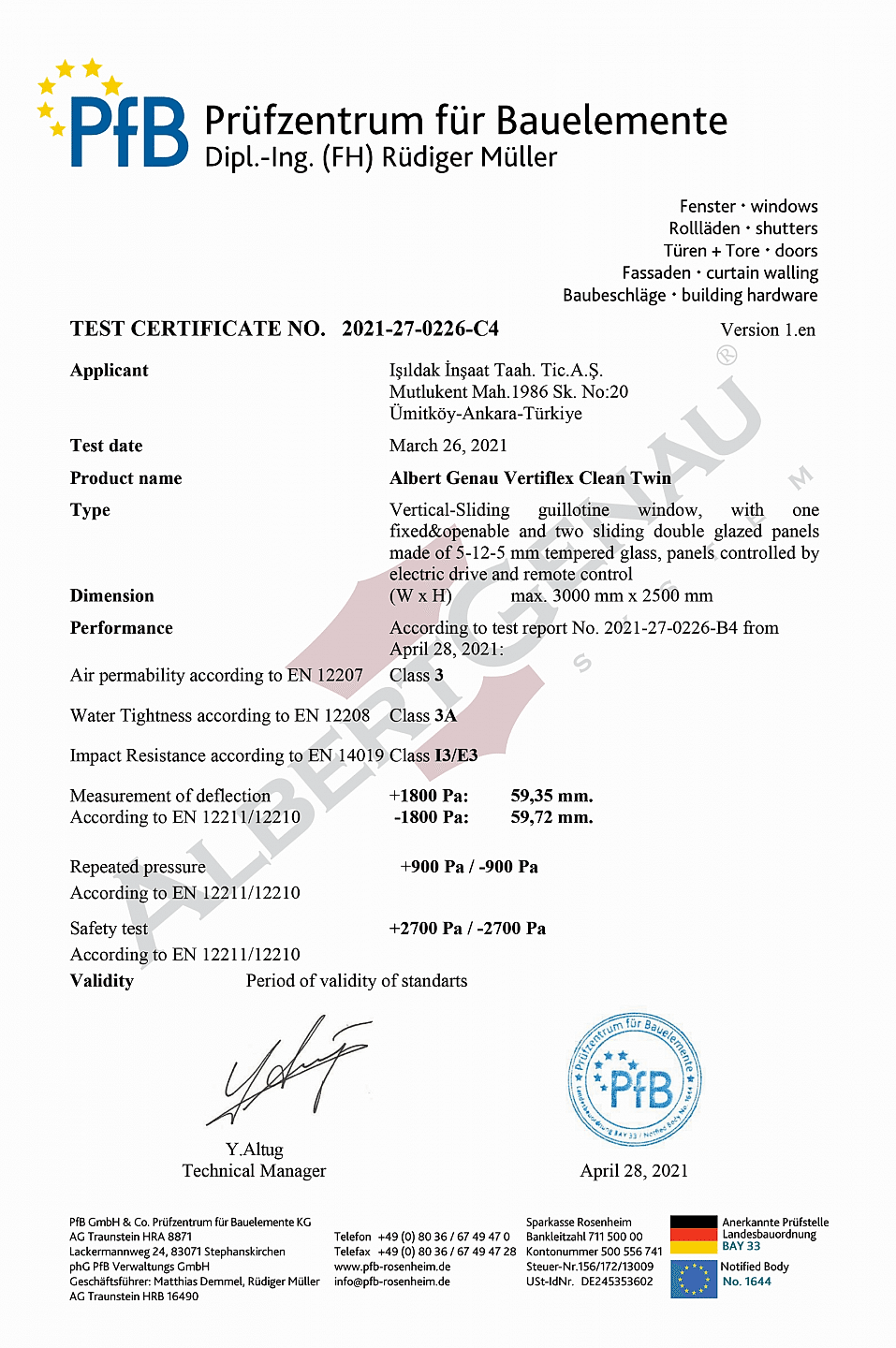 Vertiflex All Clean PfBTest